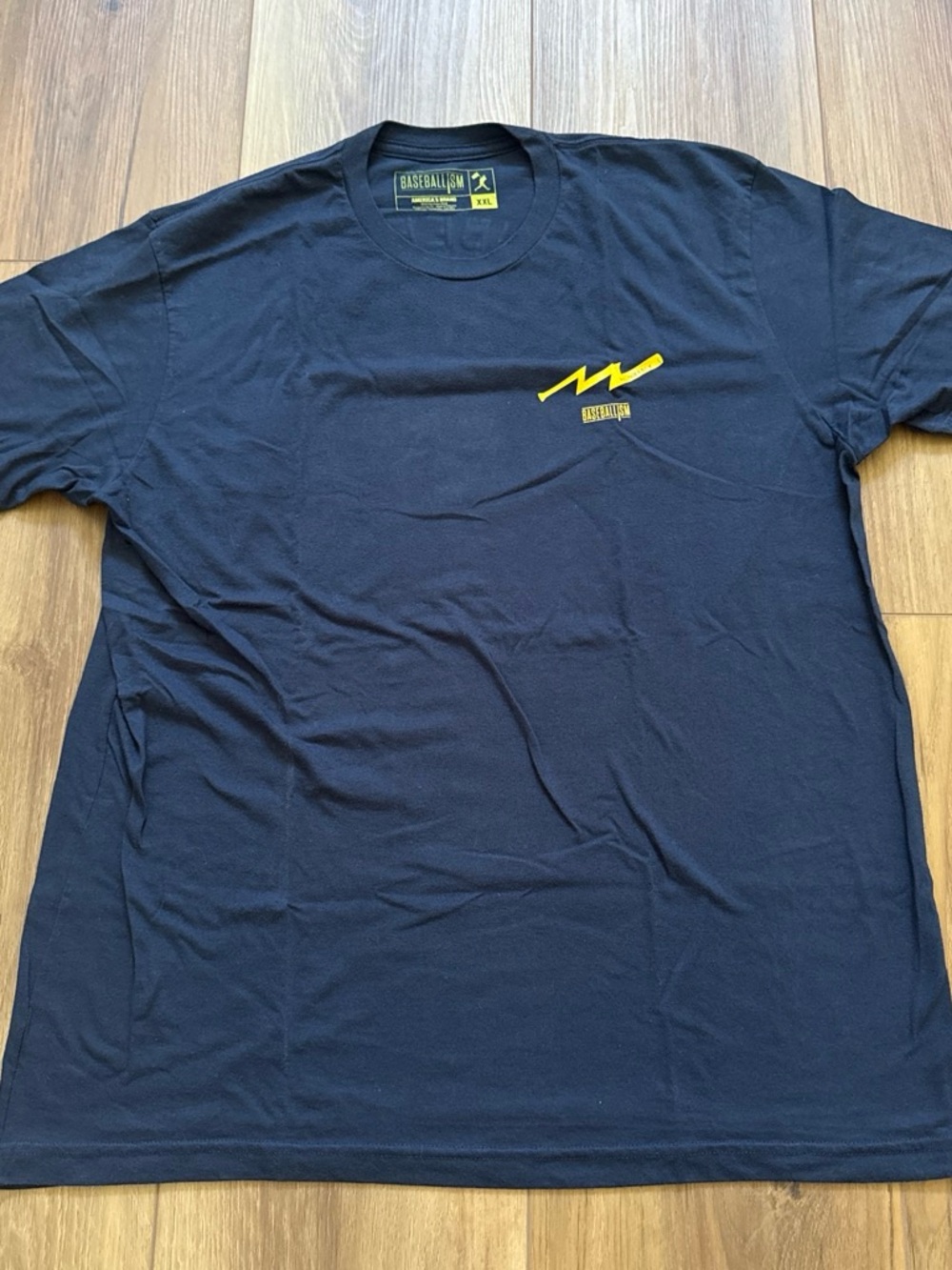 Baseballism Navy Short-Sleeve Tee with Yellow Lightning Graphic